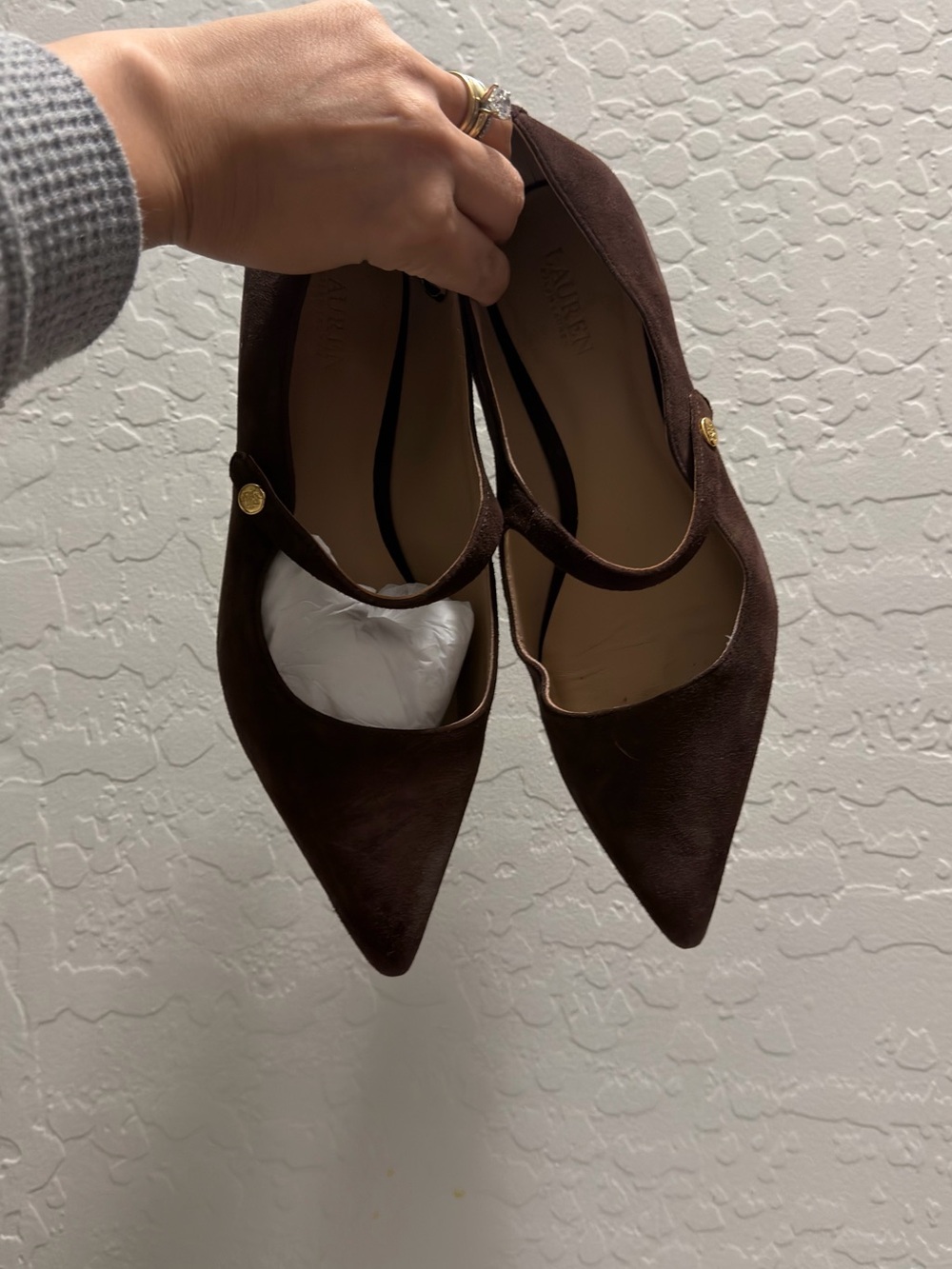 Ralph Lauren Women's Pointed Toe Mary Jane Flat - Brown